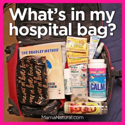 What's in Mama Natural's #hospitalbag - an abundance of natural birthing aids.