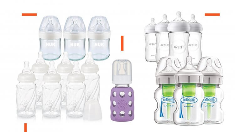 Lansinoh Glass Baby Bottles for Breastfeeding Babies, 8 Ounces, 4