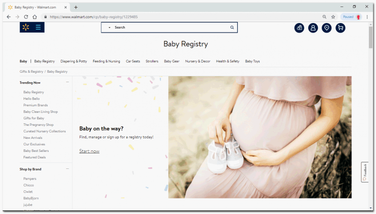 search for baby registry walmart