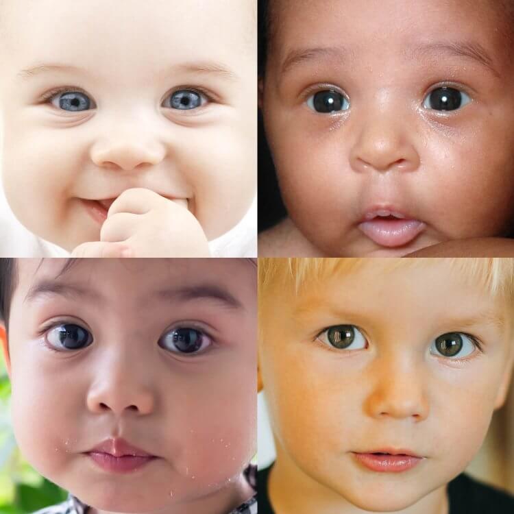 half black half white baby with blue eyes